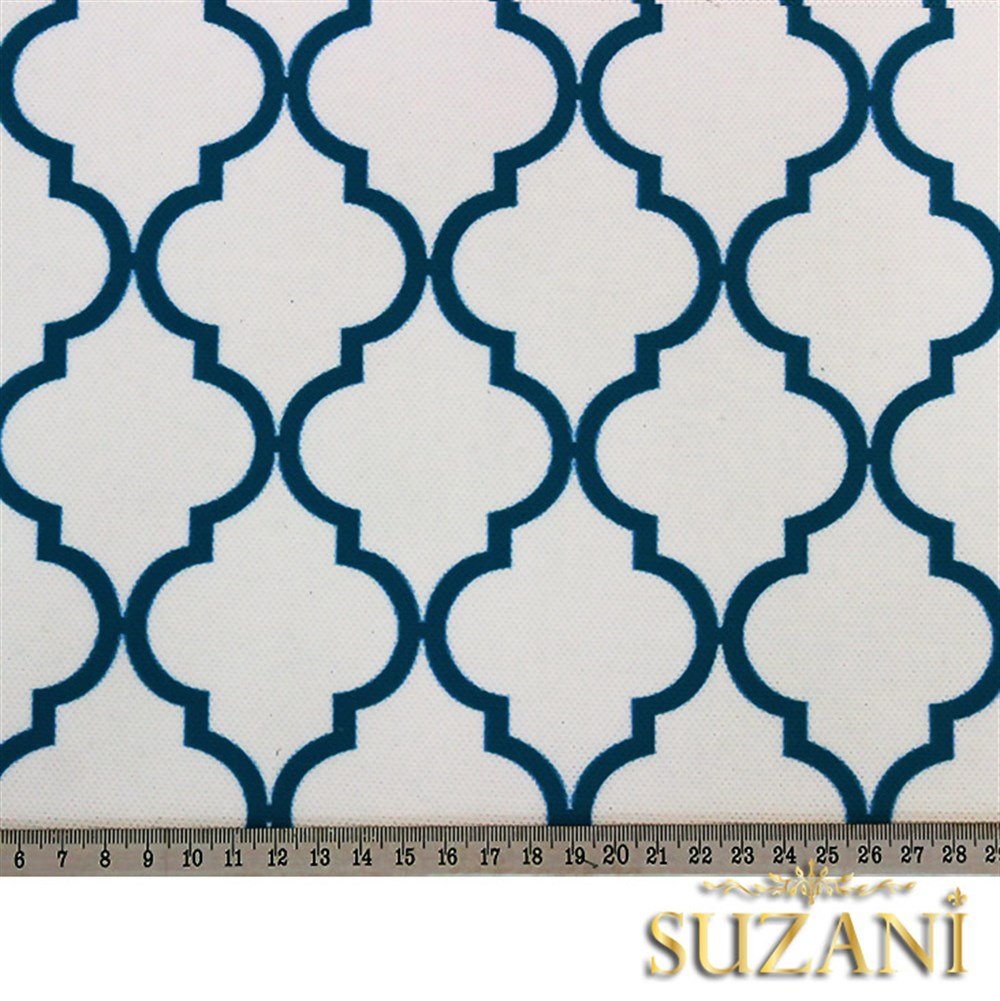 Turkuaz Moroccan Desenli Kumaş