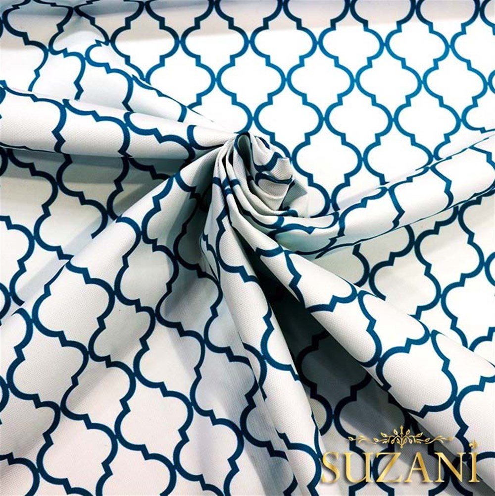 Turkuaz Moroccan Desenli Kumaş