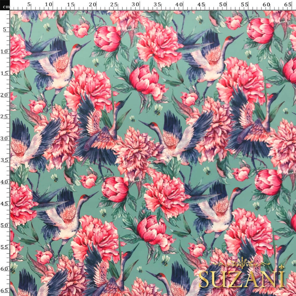 Turna Desenli Dijital Baskılı Kumaş