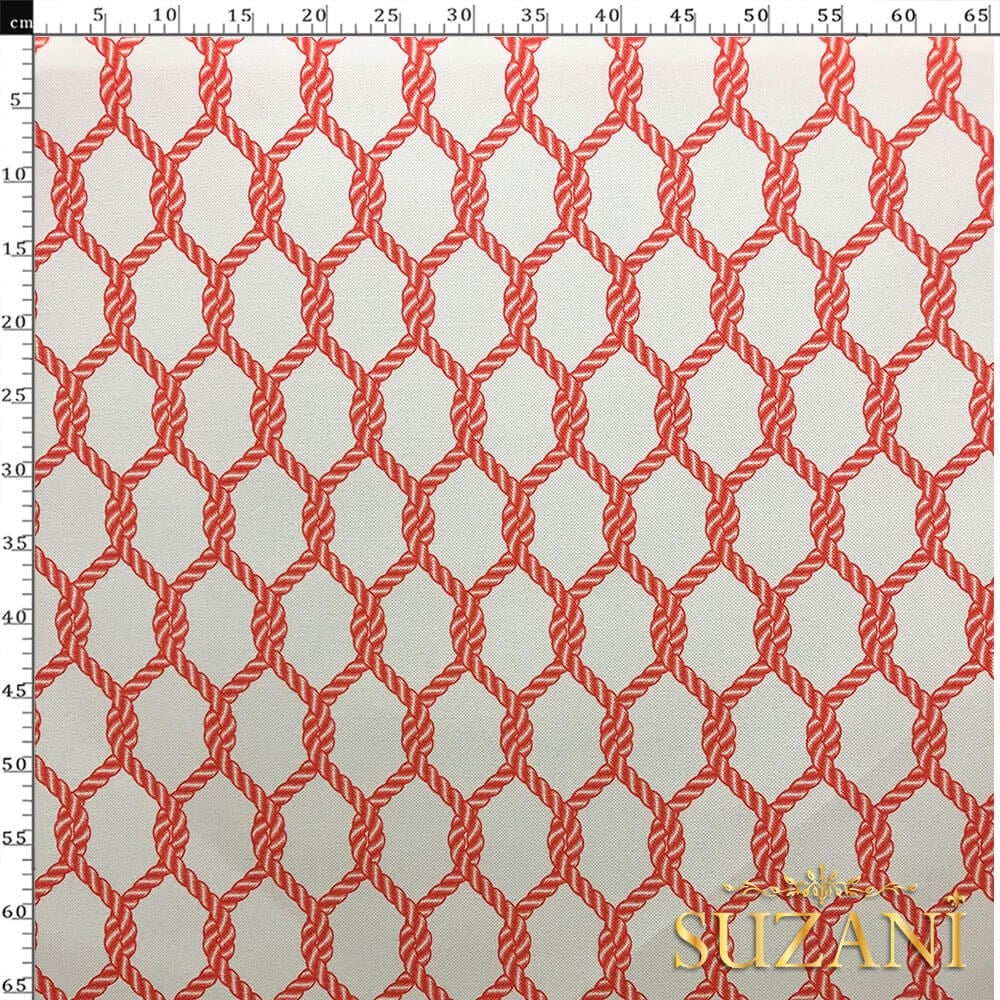 Turuncu Düğüm Desenli Dijital Baskılı Kumaş