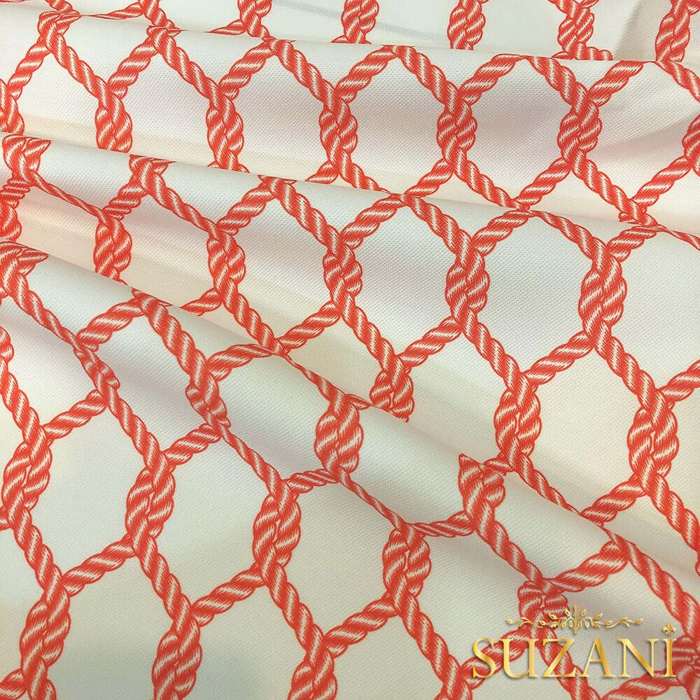 Turuncu Düğüm Desenli Dijital Baskılı Kumaş