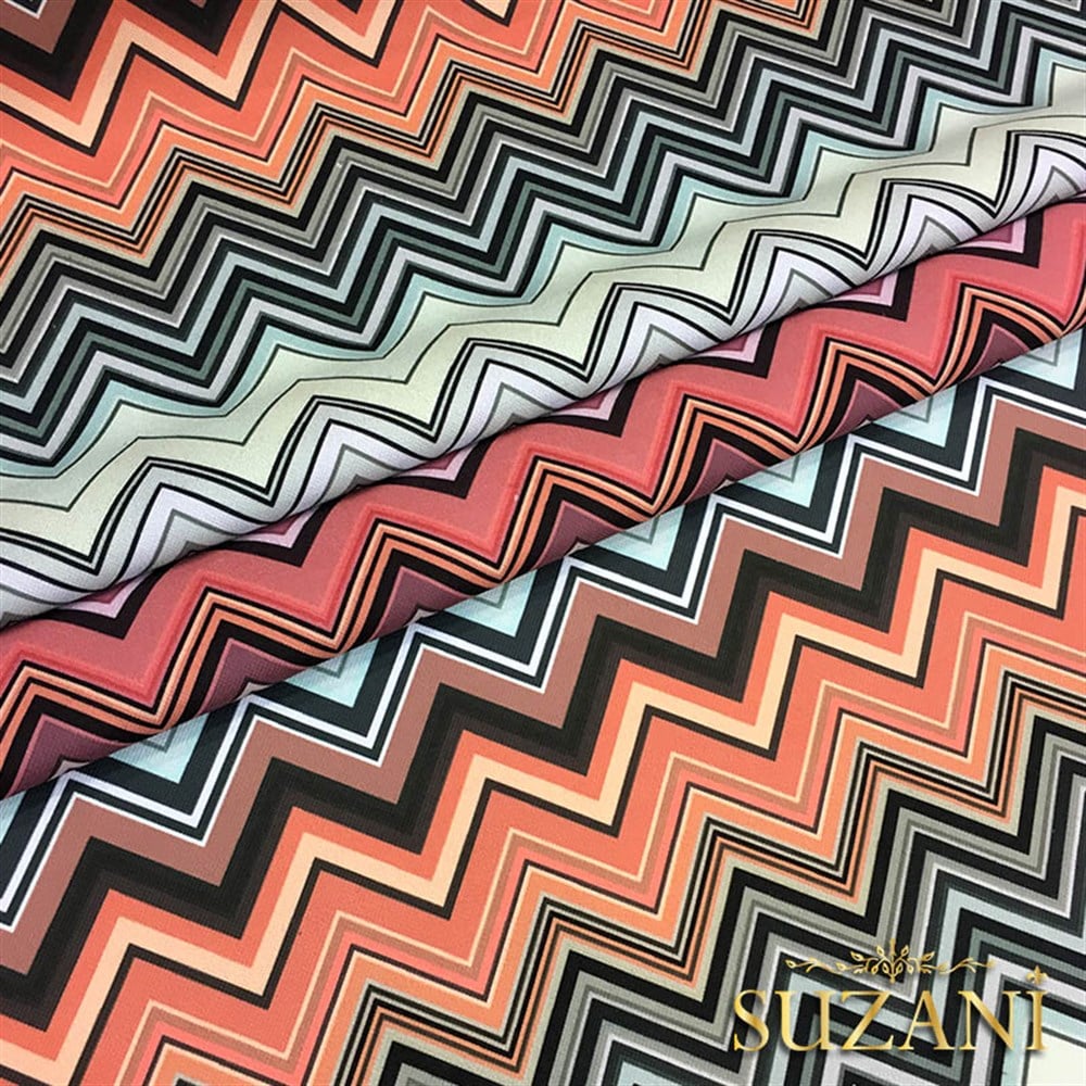 Turuncu Gri Renk Geçişli Zigzag Kumaş