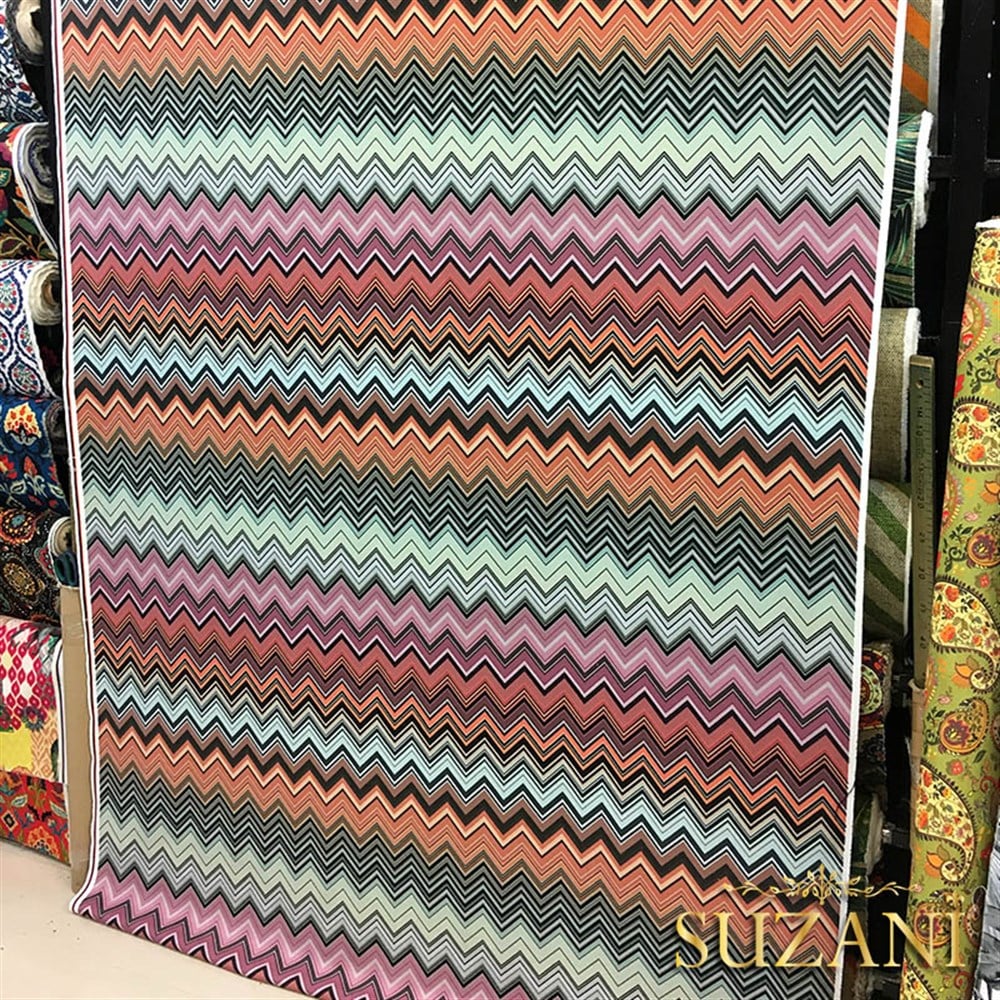 Turuncu Gri Renk Geçişli Zigzag Kumaş