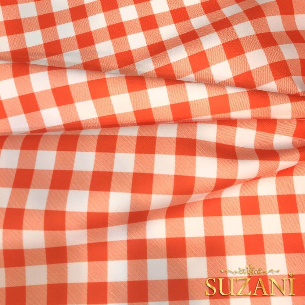 Turuncu Pötikare Desenli Dijital Baskılı Kumaş