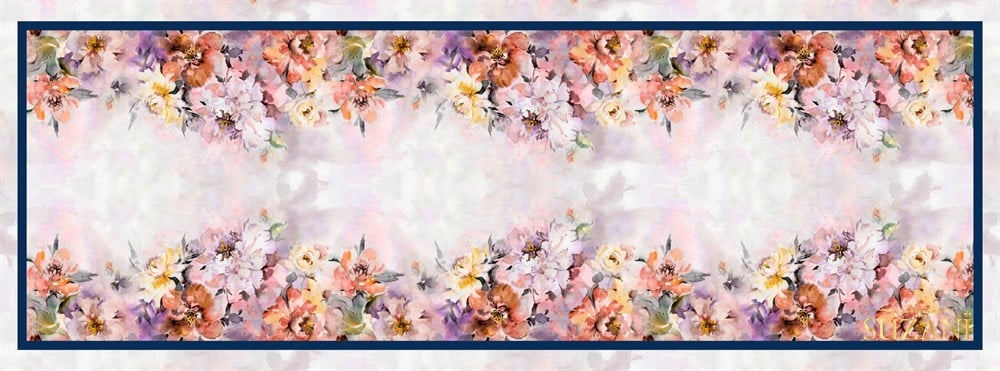 Turuncu Şakayık Desenli Runner Kumaşı