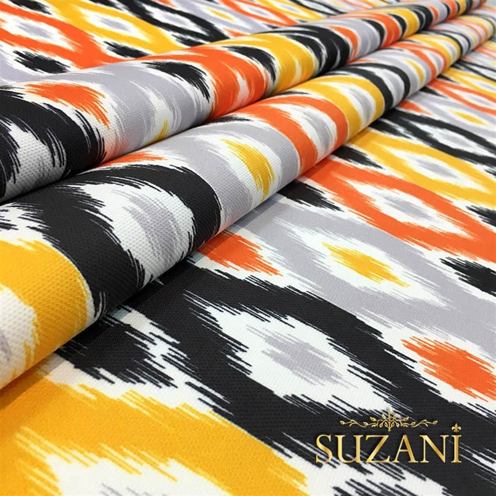 Turuncu Sarı İkat Kumaş