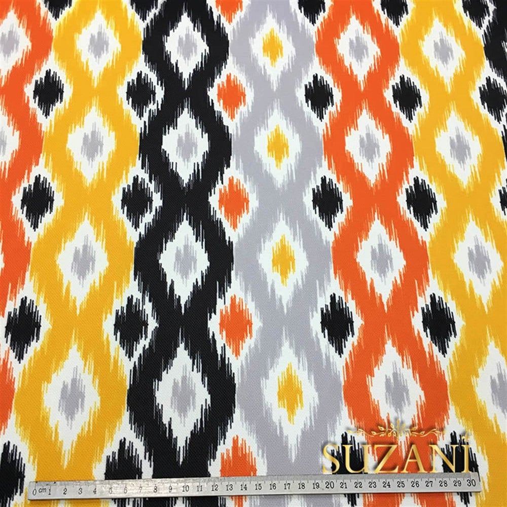 Turuncu Sarı İkat Kumaş