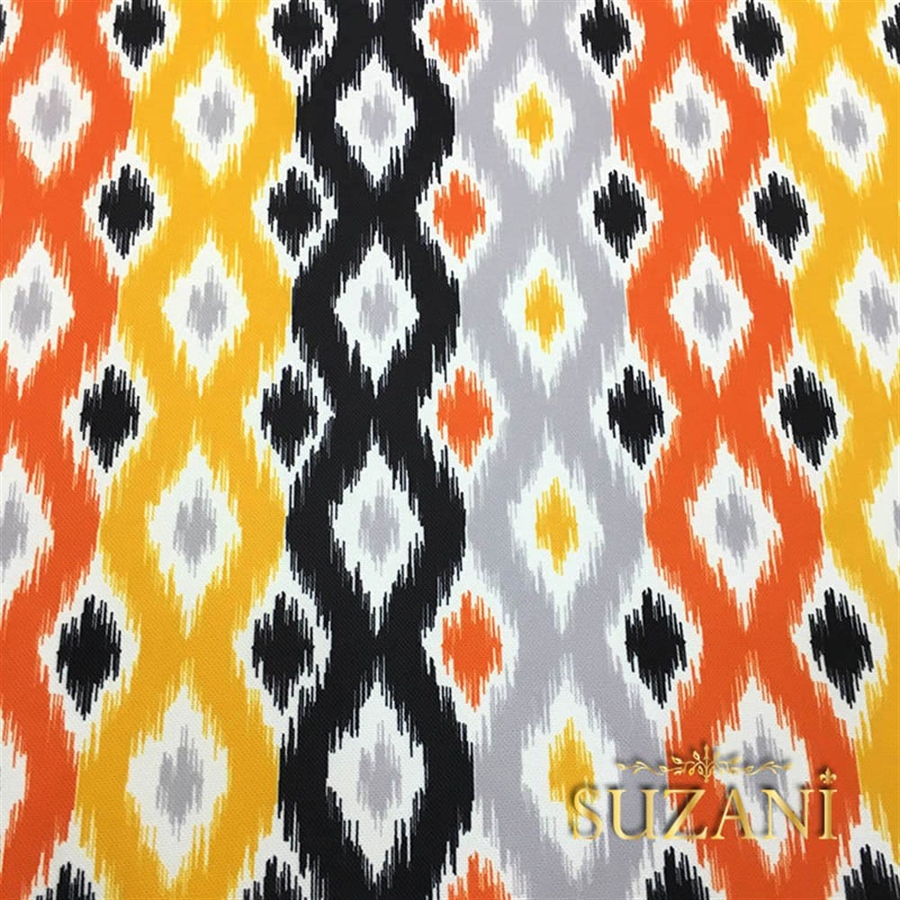 Turuncu Sarı İkat Kumaş