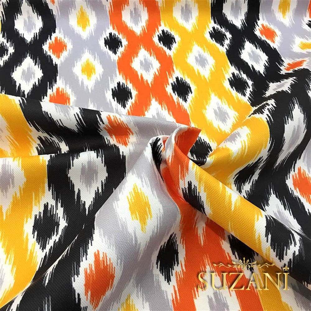 Turuncu Sarı İkat Kumaş