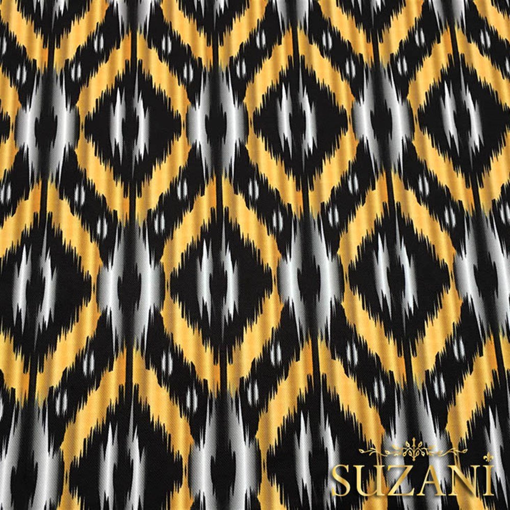 Turuncu Siyah İkat Kumaş