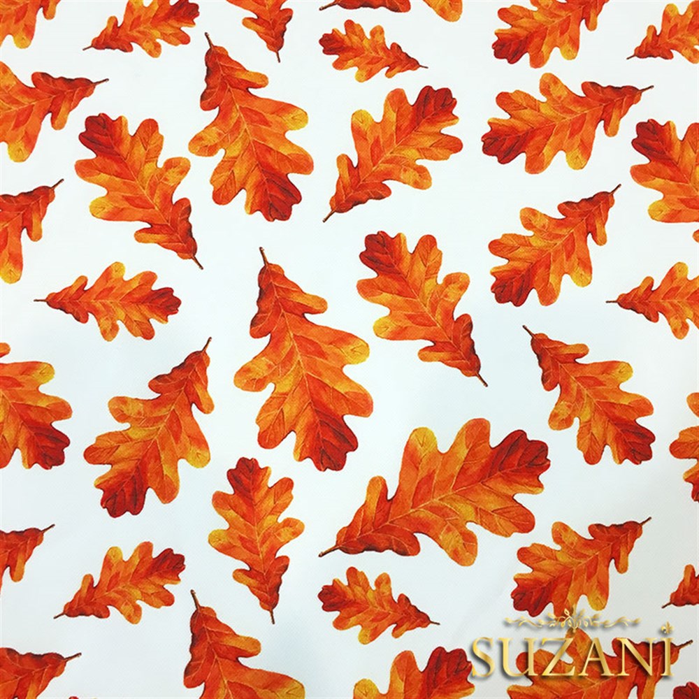 Turuncu Sonbahar Yaprakları Desenli Kumaş