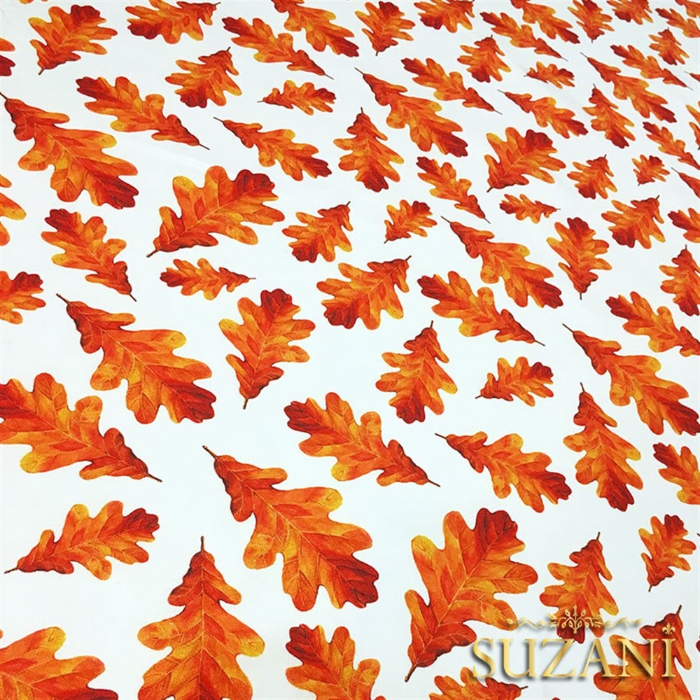 Turuncu Sonbahar Yaprakları Desenli Kumaş