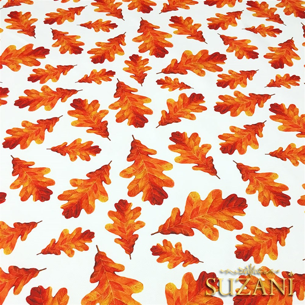 Turuncu Sonbahar Yaprakları Desenli Kumaş