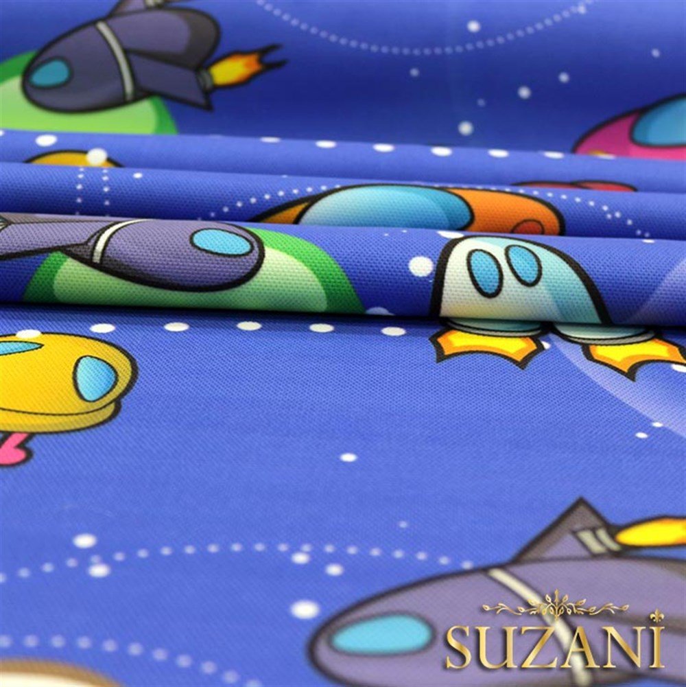 Uzay Desenli Çocuk Kumaşı