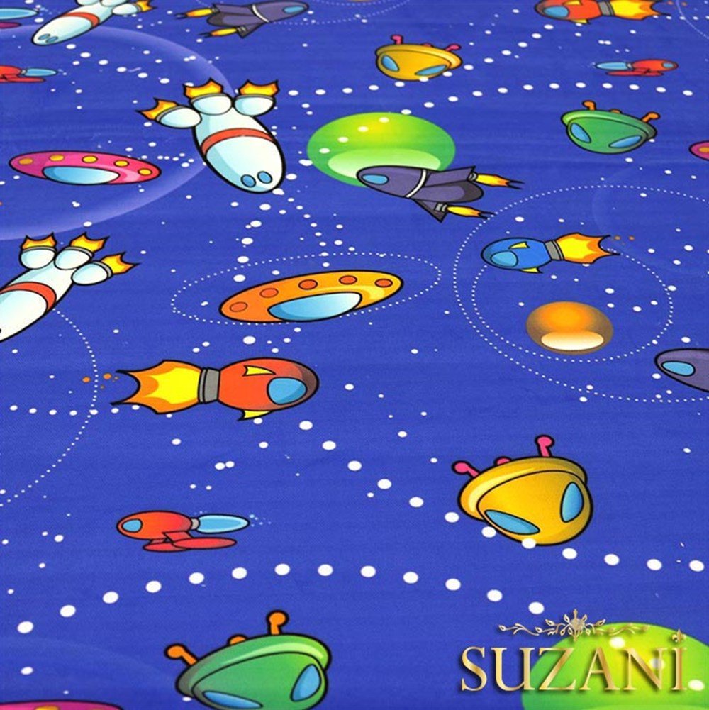 Uzay Desenli Çocuk Kumaşı