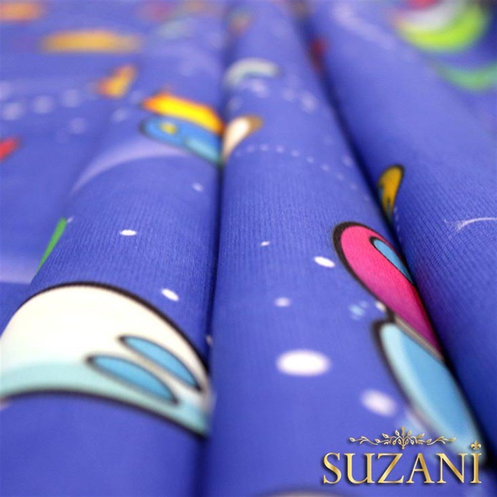 Uzay Desenli Çocuk Kumaşı