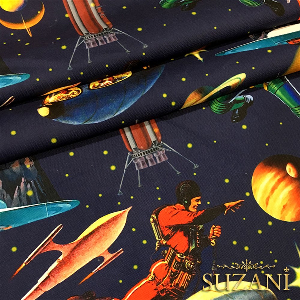 Uzay Desenli Kumaş