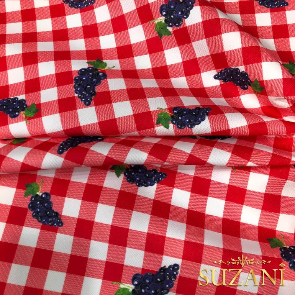 Üzüm Pötikare Desenli Dijital Baskılı Kumaş