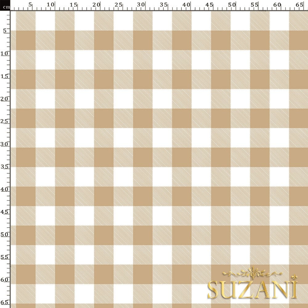 Vanilya Büyük Pötikare Desenli Dijital Baskılı Kumaş