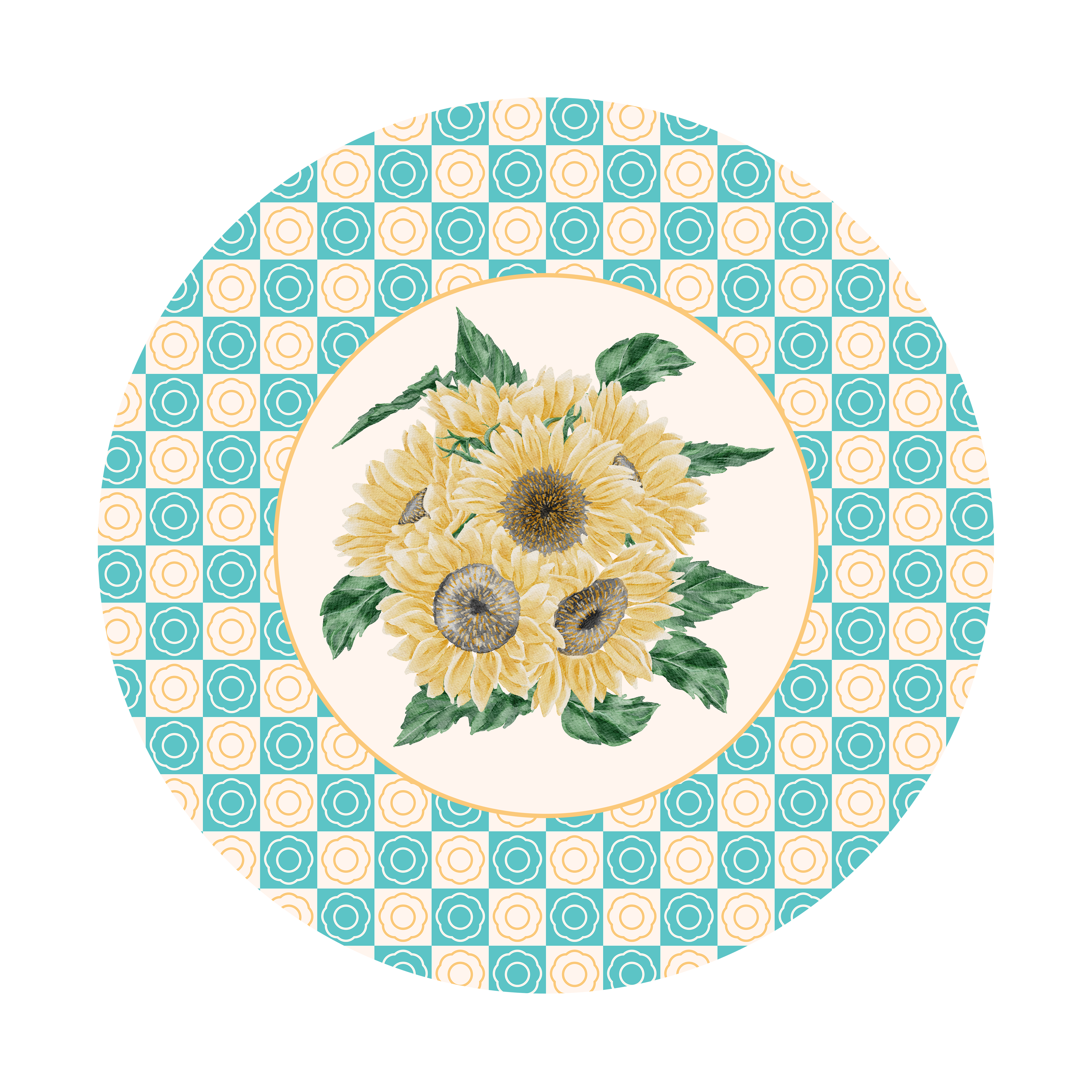 Vintage Garden Günebakan Desenli Dikişsiz 3'lü Supla Kumaşı