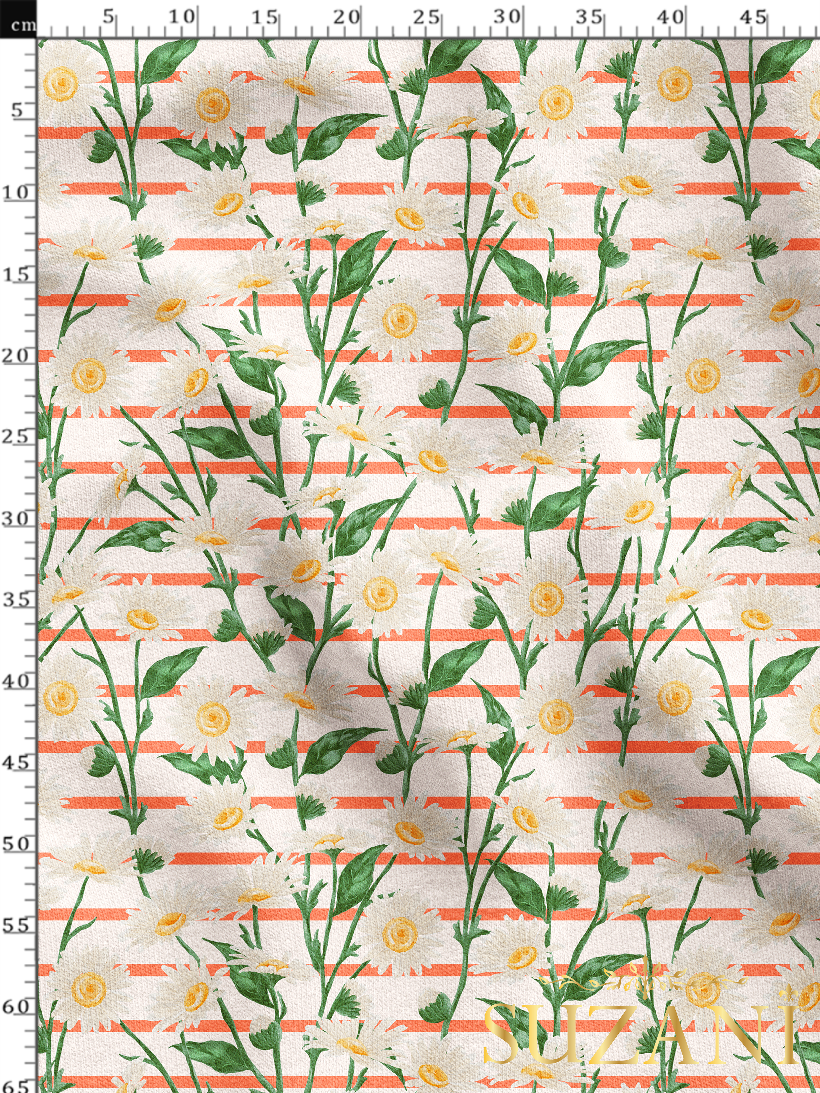 Vintage Garden Papatya Desenli Dijital Baskılı Kumaş