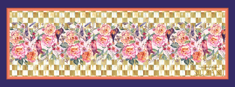 Vintage Gül Desenli Runner Kumaşı