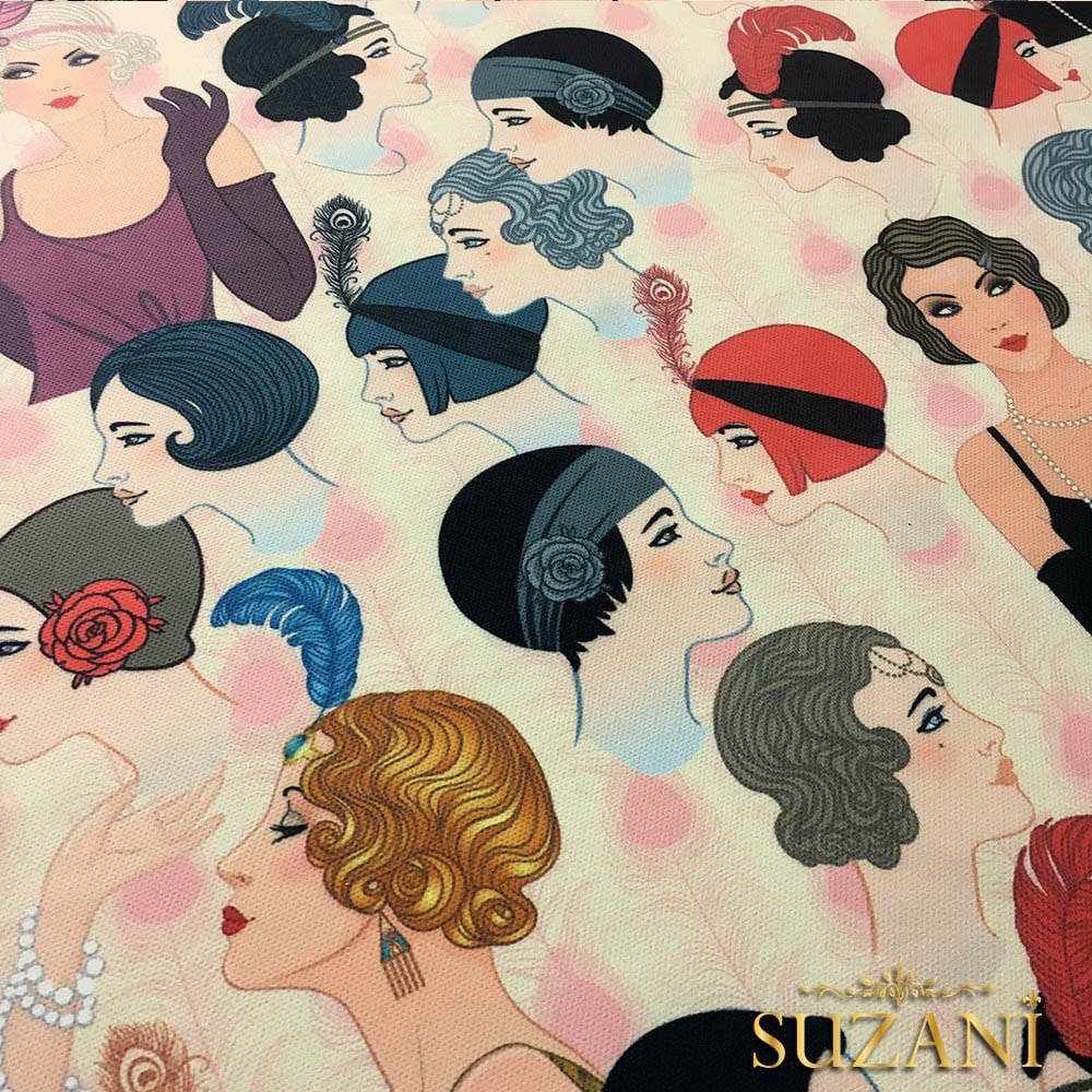 Vintage Kadınlar Desenli Kumaş