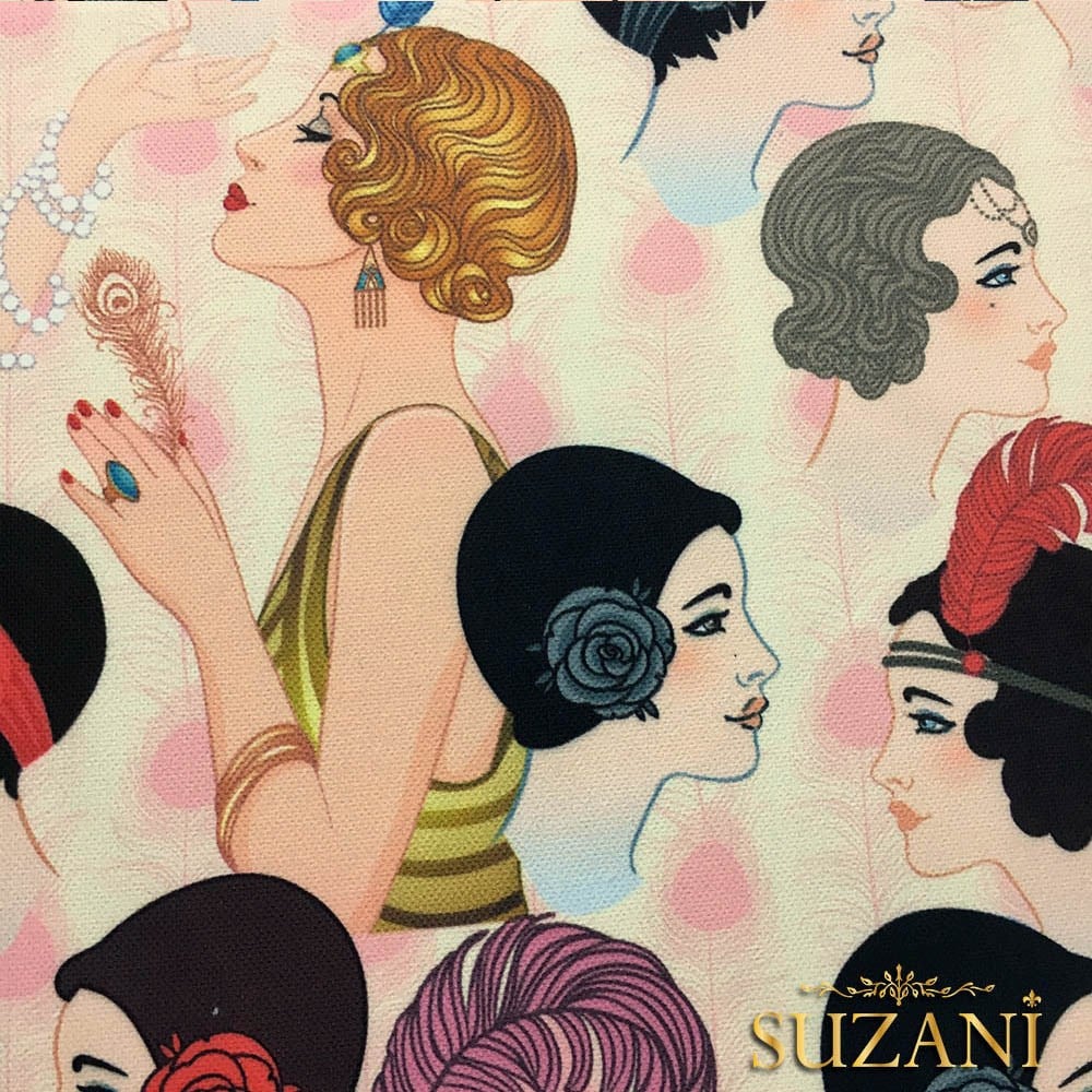 Vintage Kadınlar Desenli Kumaş