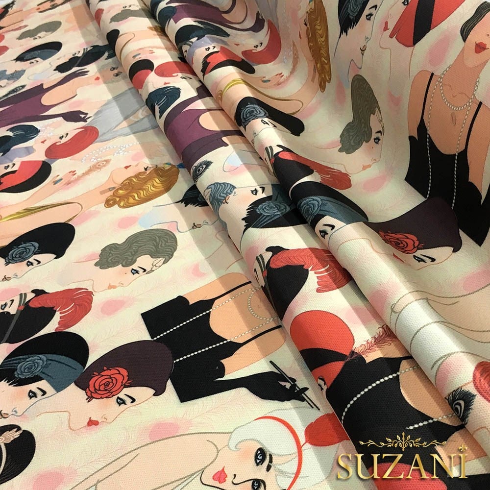 Vintage Kadınlar Desenli Kumaş