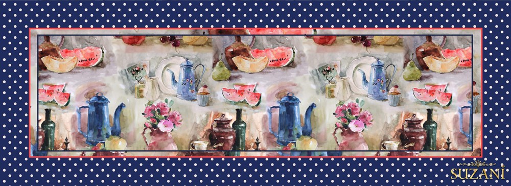 Vintage Natürmort Desenli Runner Kumaşı