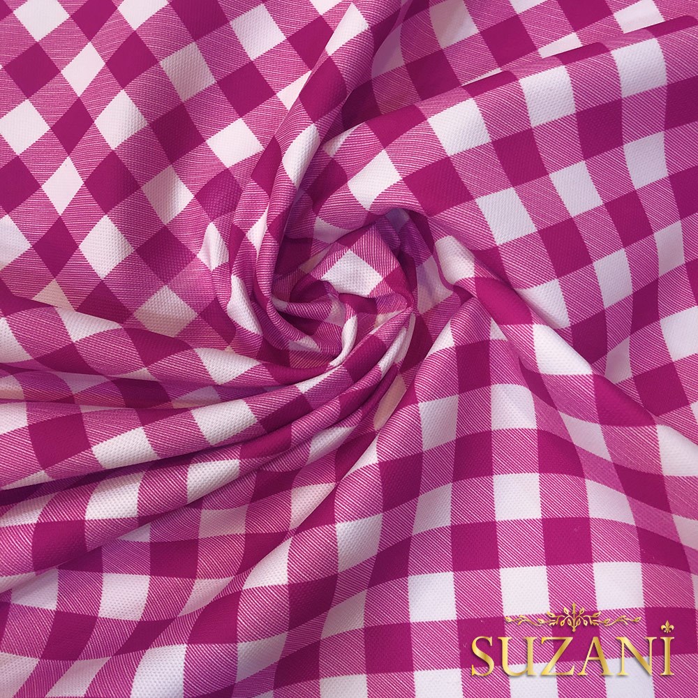 Vişne Küçük Pötikare Desenli Dijital Baskılı Kumaş