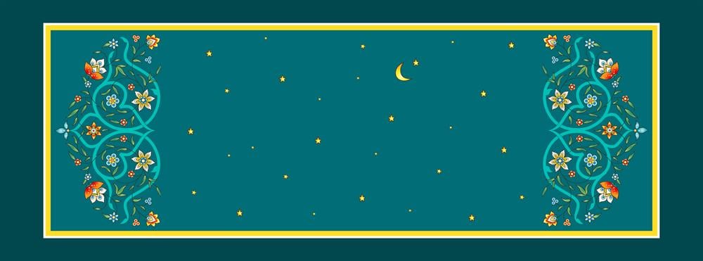 Vitange Çiçek ve Hilal Desenli Dikişsiz Runner Kumaşı