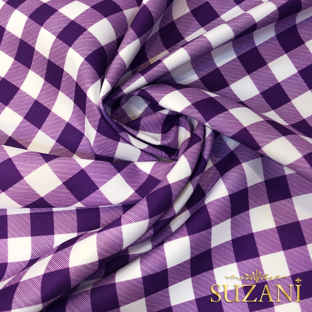 Yaban Mersini Küçük Pötikare Desenli Dijital Baskılı Kumaş