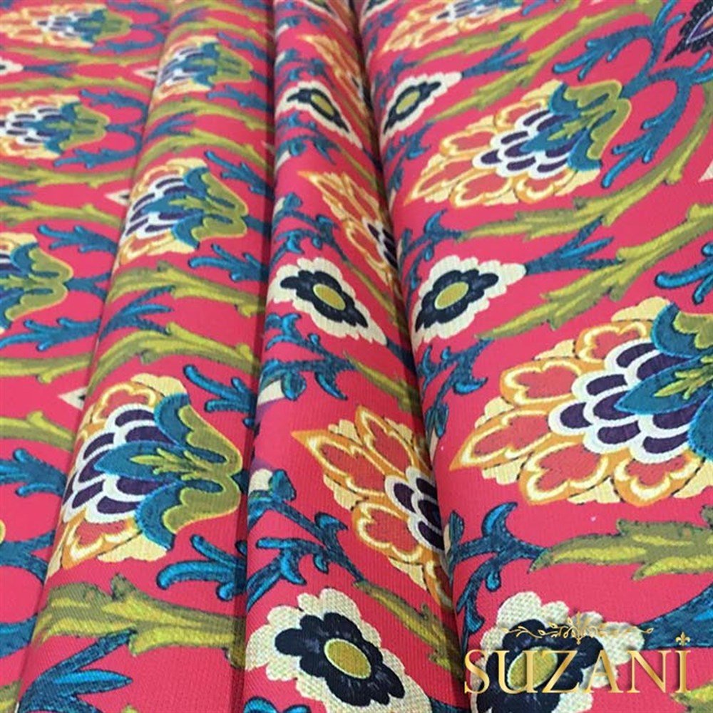 Yanık Turuncu Üzeri Goblen Desenli Kumaş