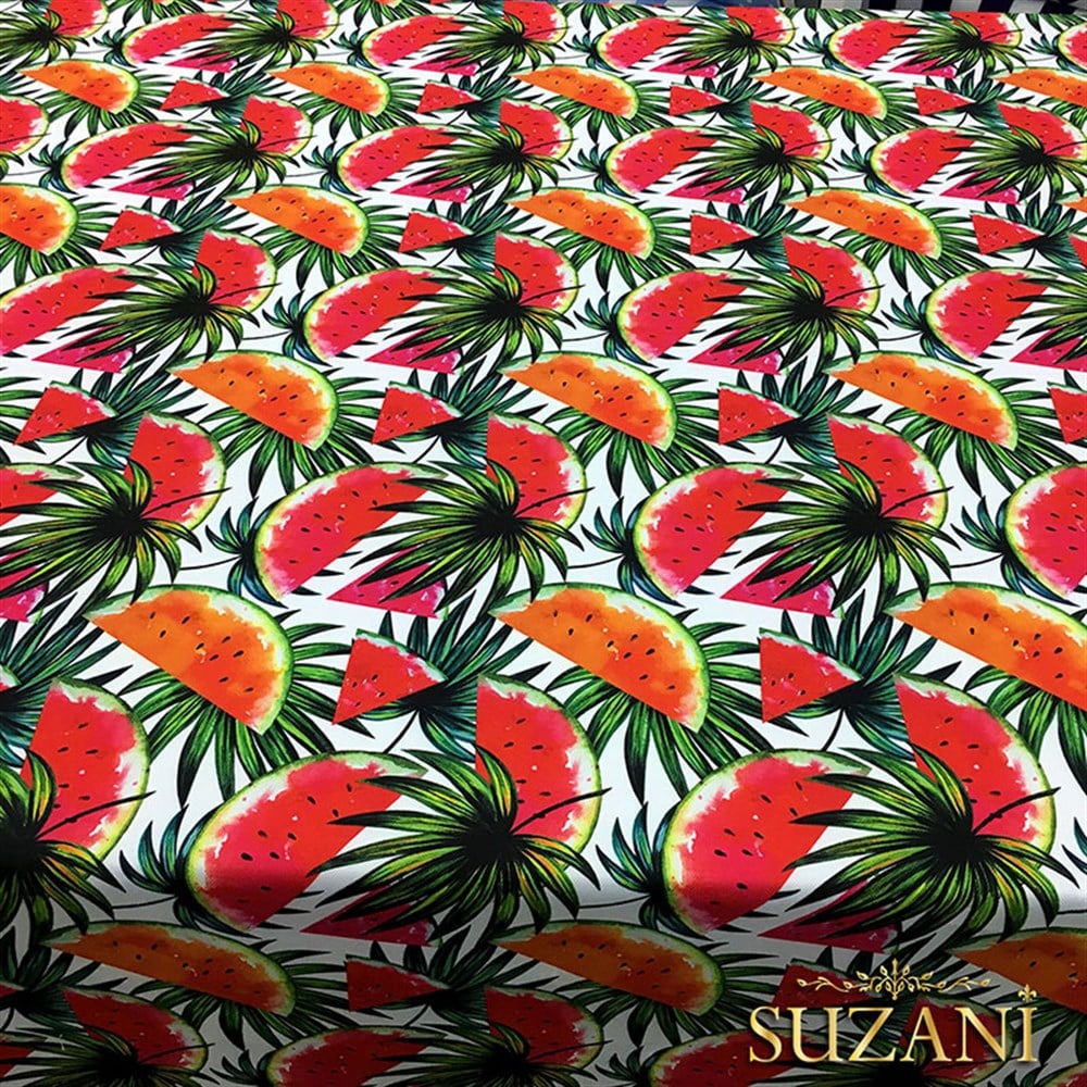 Yapraklı Karpuzlar Desenli Kumaş