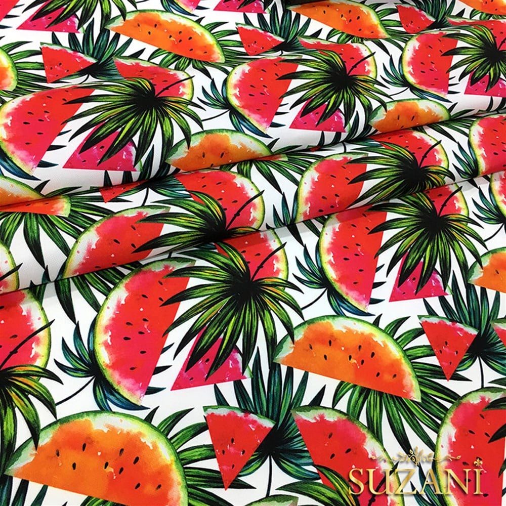 Yapraklı Karpuzlar Desenli Kumaş