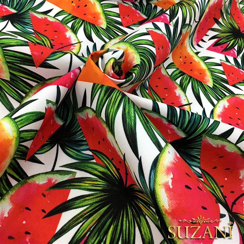 Yapraklı Karpuzlar Desenli Kumaş