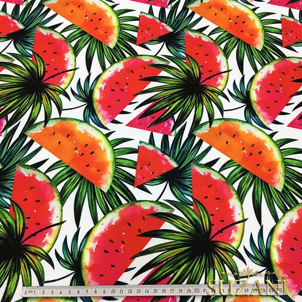 Yapraklı Karpuzlar Desenli Kumaş