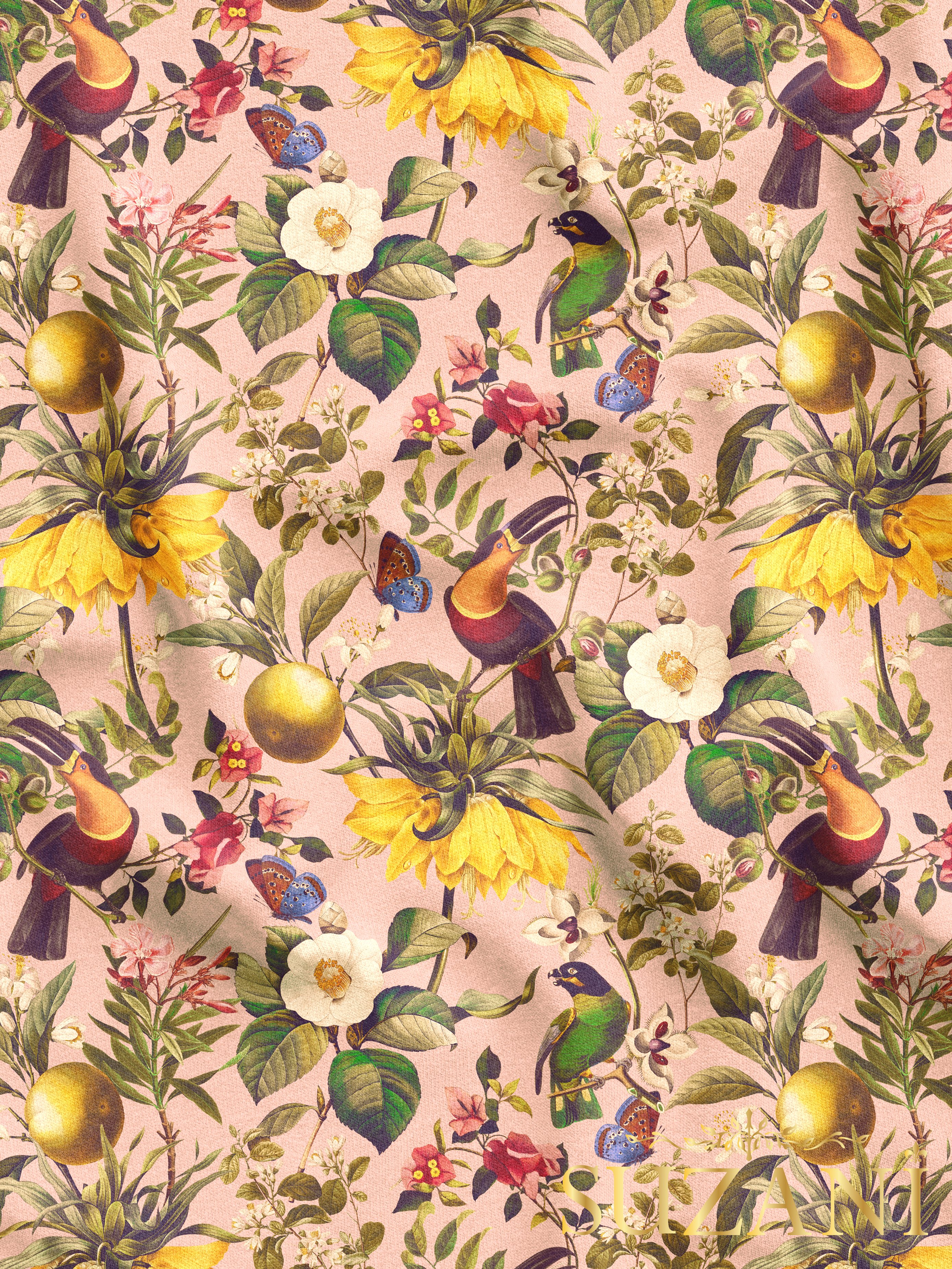 Yaz Bahçesi Desenli Dijital Baskılı Kumaş