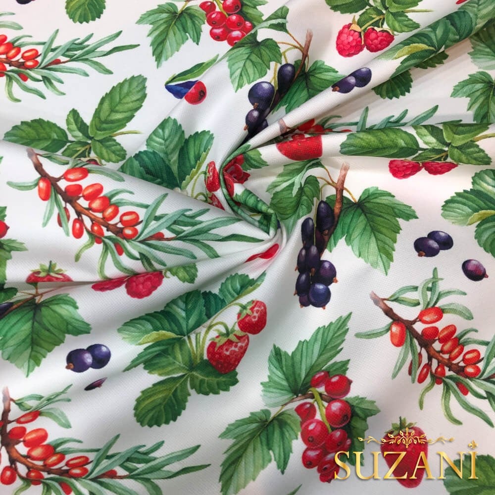 Yaz Meyveleri Desenli Dijital Baskılı Kumaş