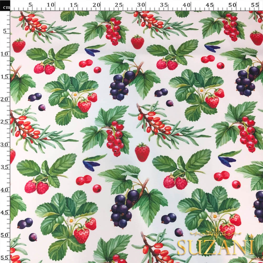 Yaz Meyveleri Desenli Dijital Baskılı Kumaş