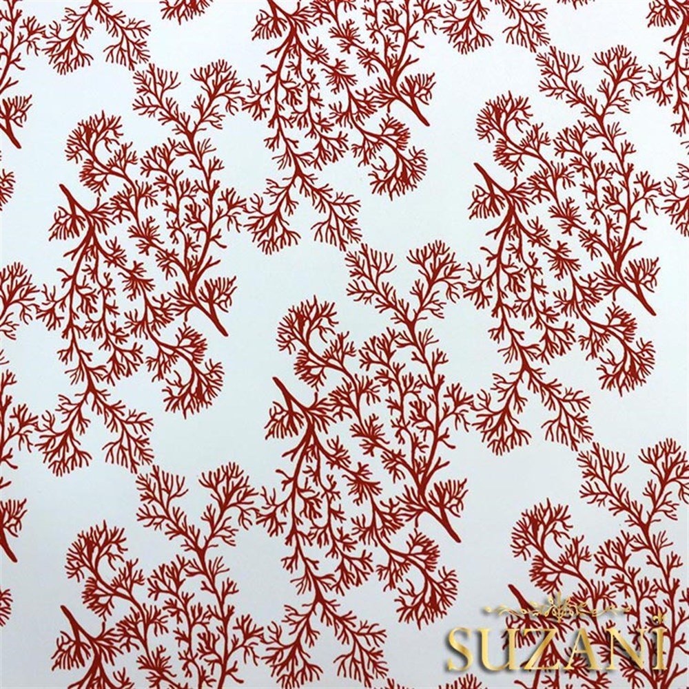 Yelpaze Mercan Dalı Desenli Kumaş