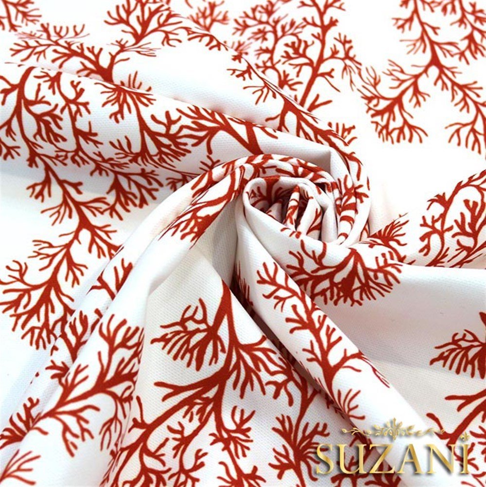 Yelpaze Mercan Dalı Desenli Kumaş
