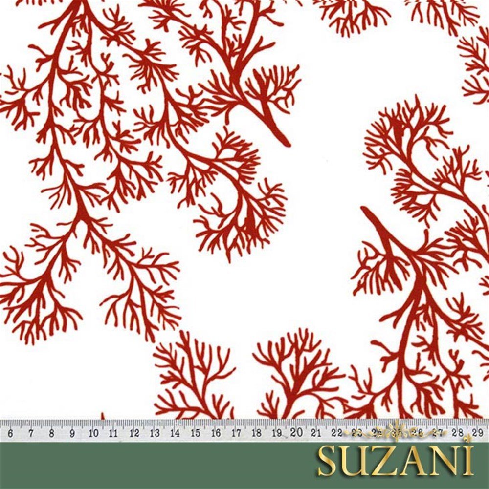 Yelpaze Mercan Dalı Desenli Kumaş