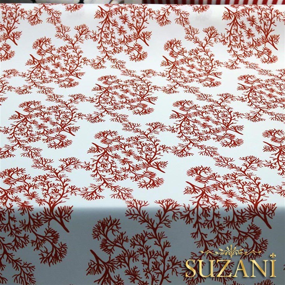 Yelpaze Mercan Dalı Desenli Kumaş