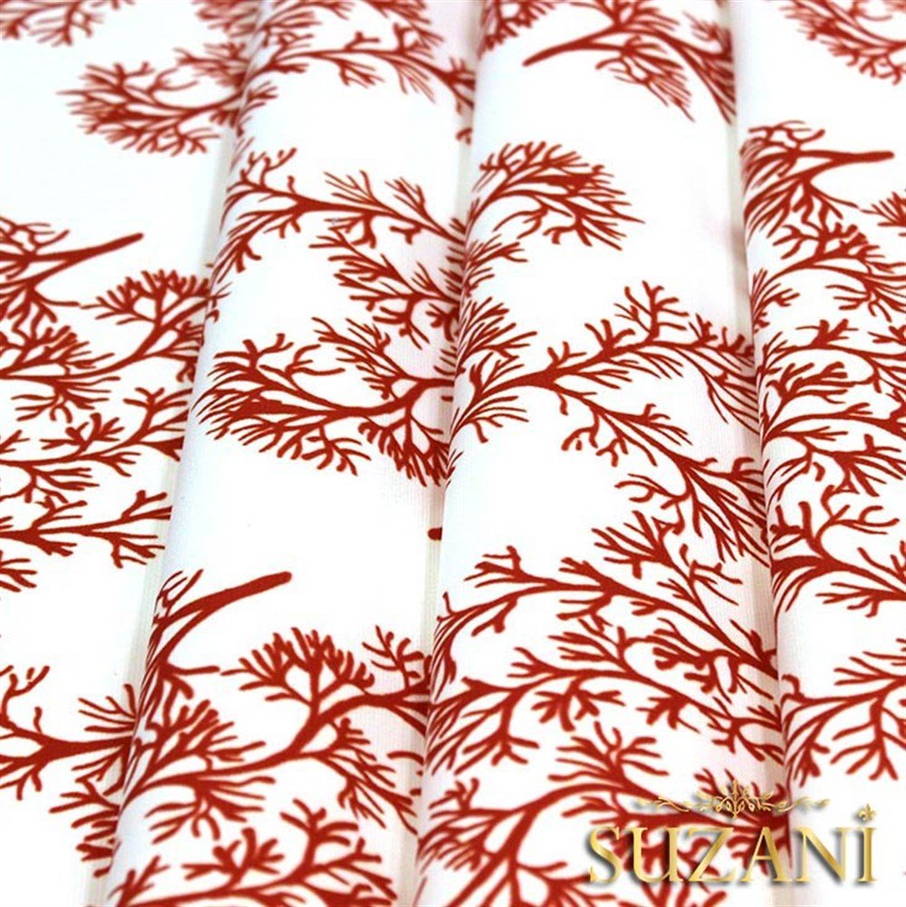 Yelpaze Mercan Dalı Desenli Kumaş