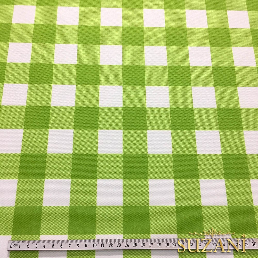 Yeşil Beyaz Klasik Ekose Desenli Kumaş
