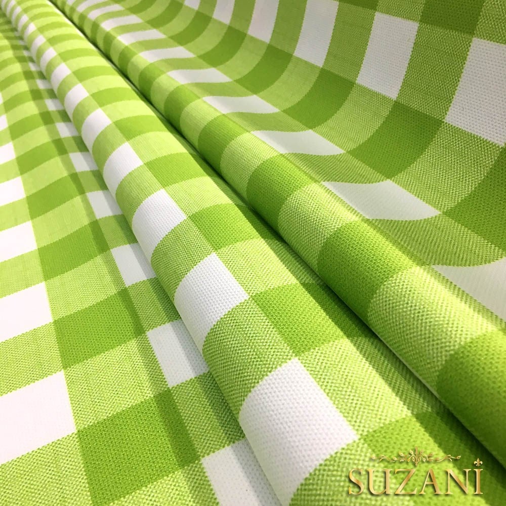 Yeşil Beyaz Klasik Ekose Desenli Kumaş