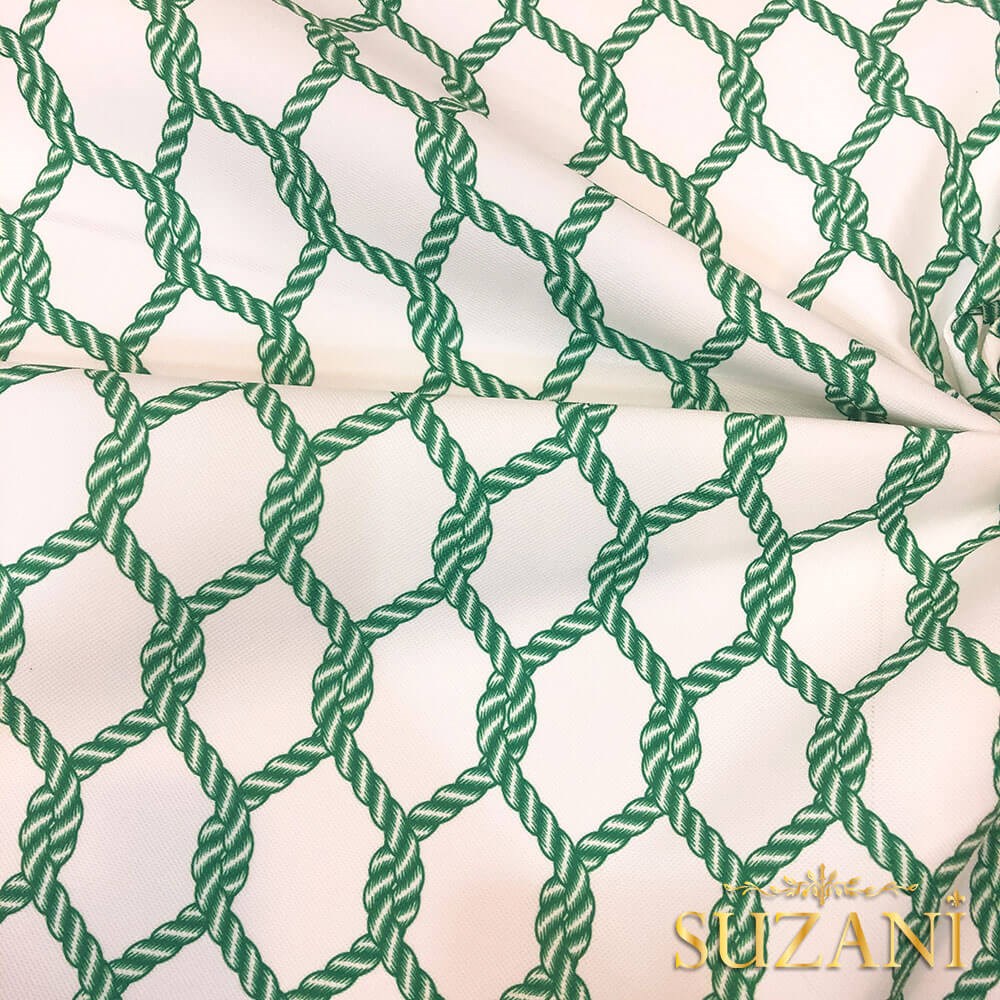 Yeşil Düğüm Desenli Dijital Baskılı Kumaş