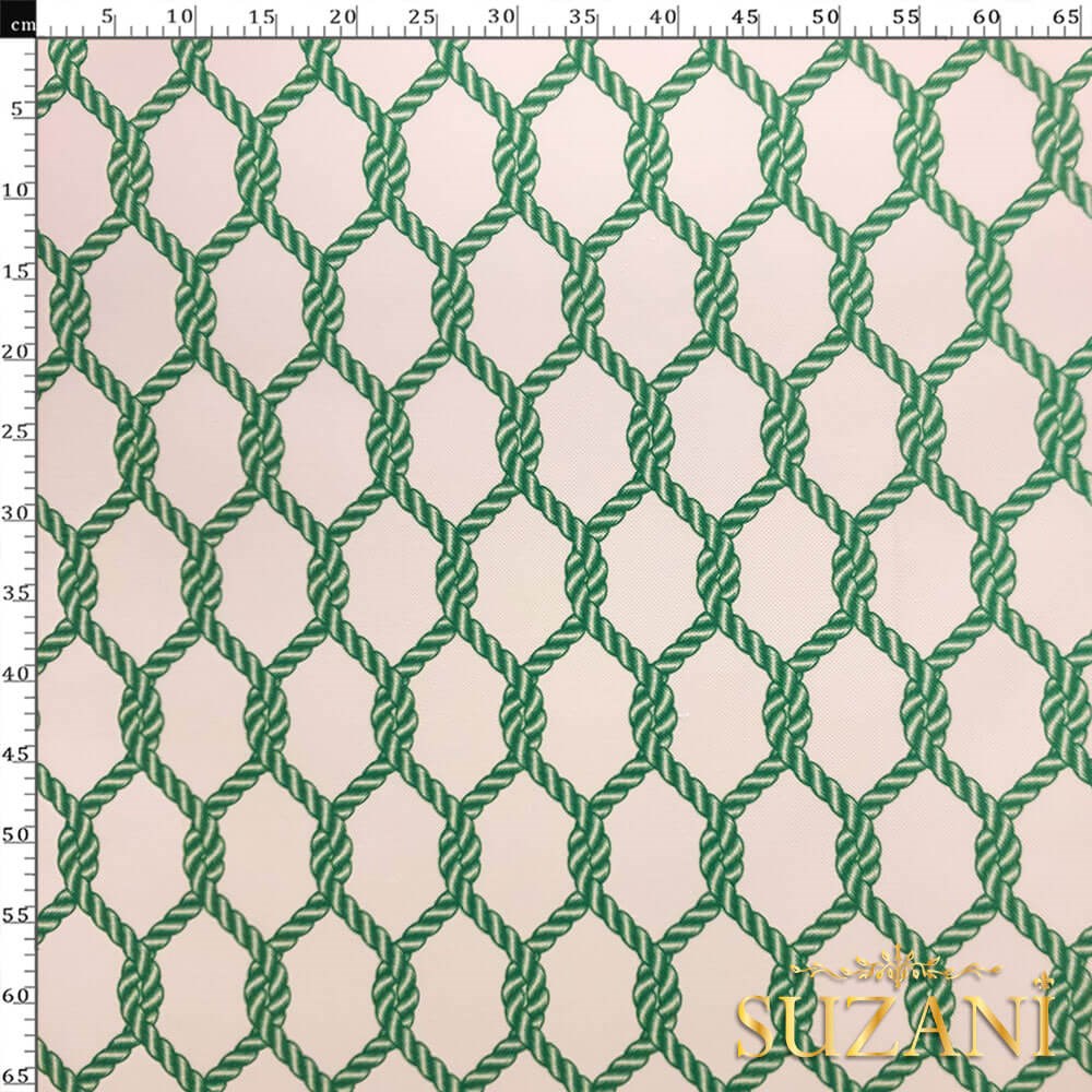 Yeşil Düğüm Desenli Dijital Baskılı Kumaş